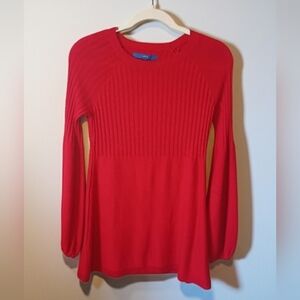 Apt 9 Red Ribbed Long Sleeve Top